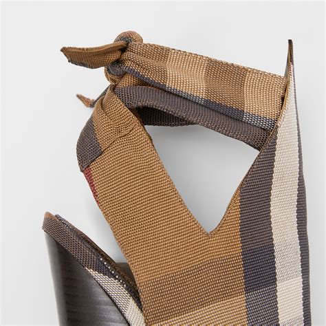 burberry tie detail check technical cotton point-toe mules|Burberry Limited.